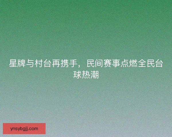 星牌与村台再携手，民间赛事点燃全民台球热潮