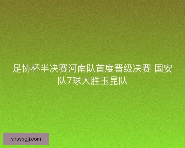 足协杯半决赛河南队首度晋级决赛 国安队7球大胜玉昆队