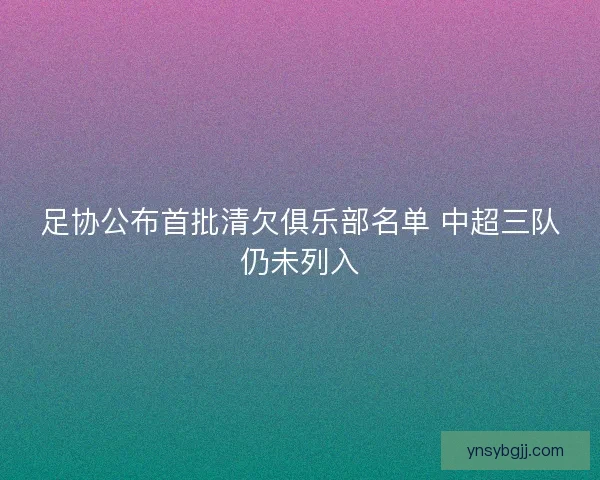 足协公布首批清欠俱乐部名单 中超三队仍未列入